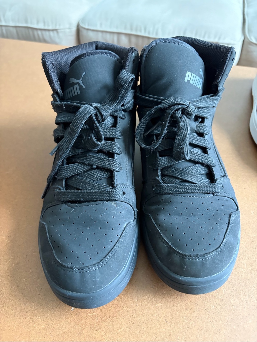Puma Men's Black Mid-Top Lace-Up Sneakers